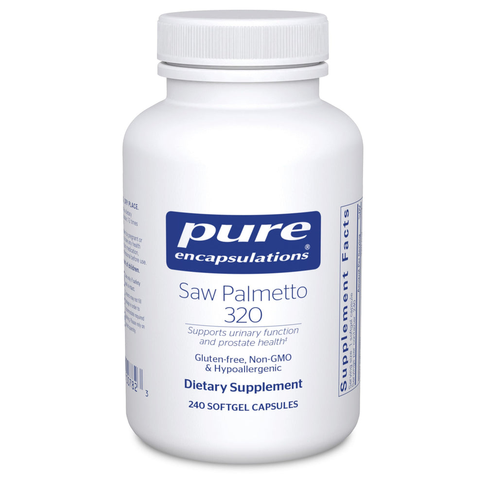 Pure Encapsulations Saw Palmetto 320 bottle with softgels for urinary support
