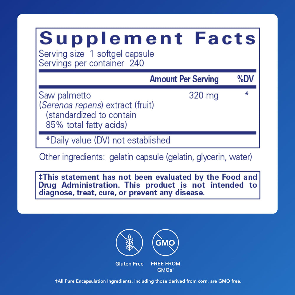 Saw Palmetto 320 softgel capsules by Pure Encapsulations