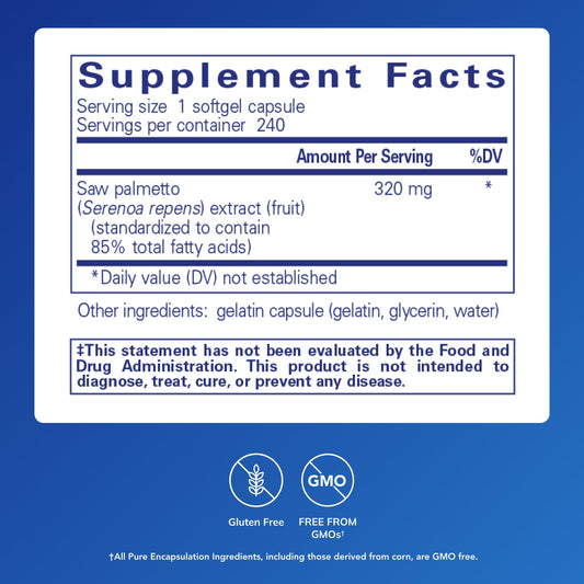 Saw Palmetto 320 softgel capsules by Pure Encapsulations