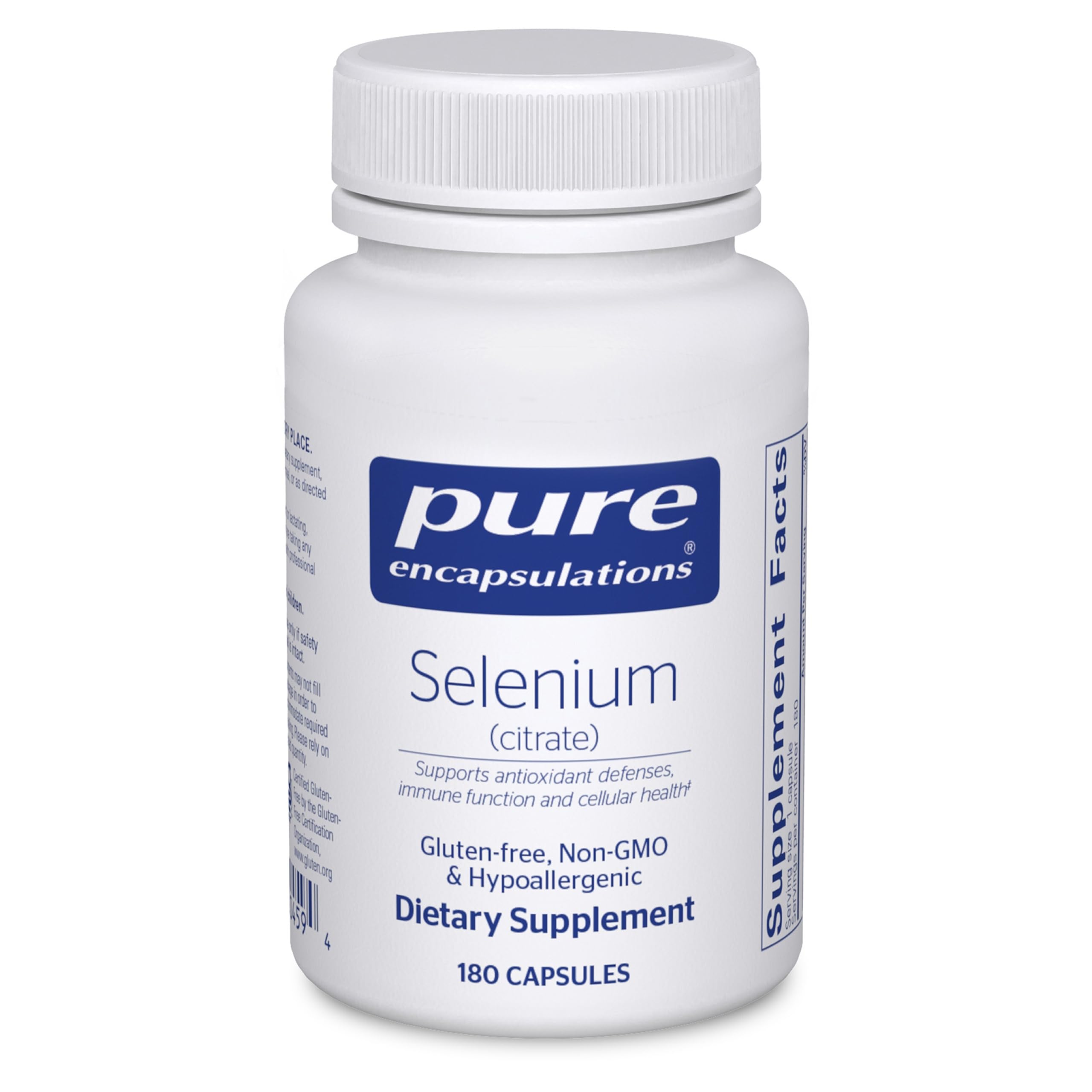Pure Encapsulations Selenium (Citrate) bottle—immune support and antioxidant balance.