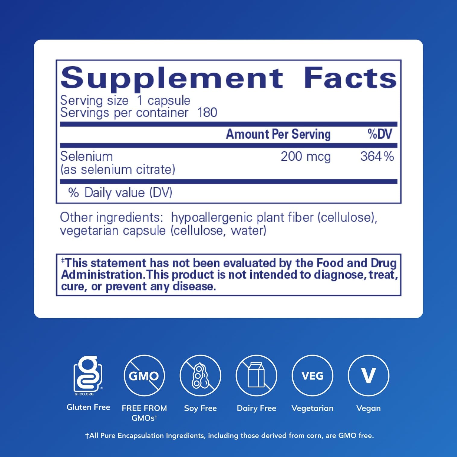 Pure Encapsulations Selenium (Citrate) capsules close-up—easy daily use.