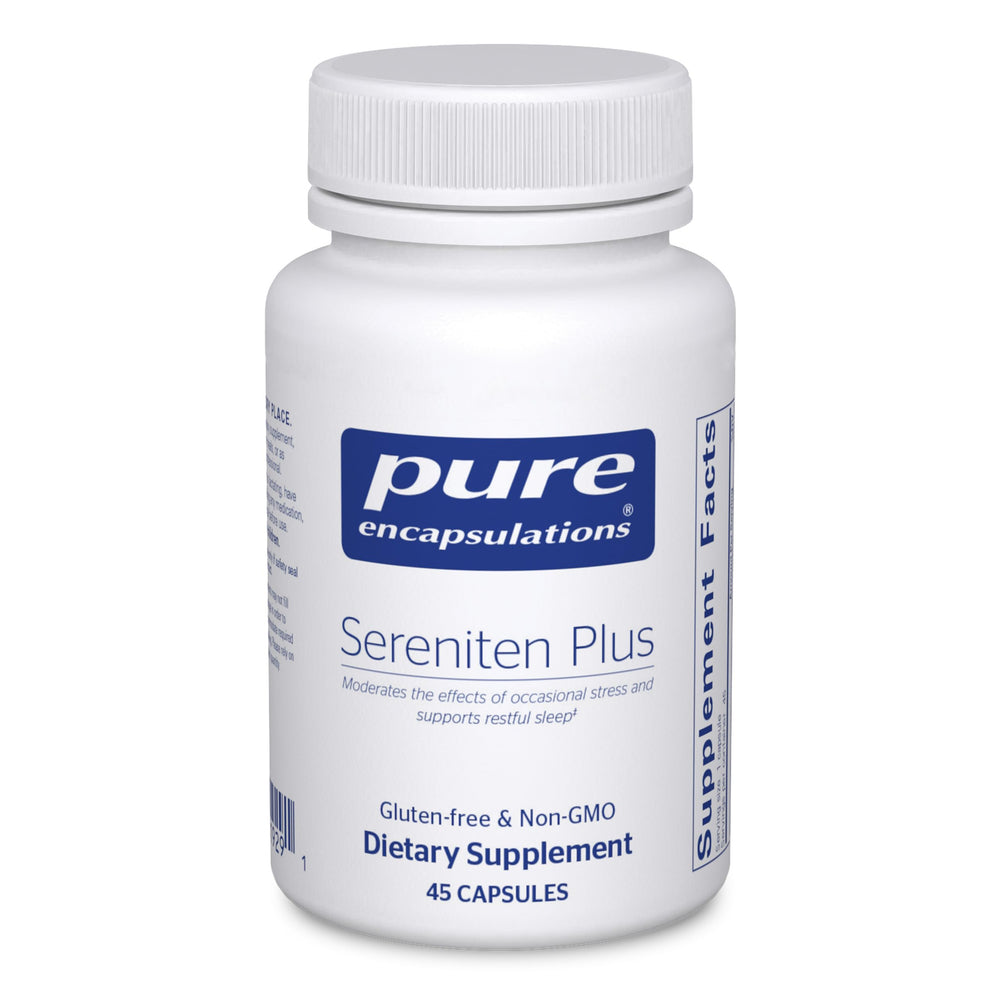 Pure Encapsulations Sereniten Plus bottle offering calm stress support.