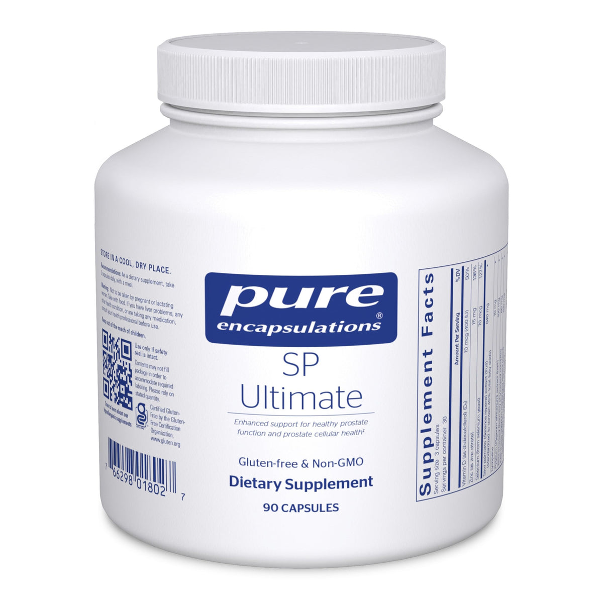 Pure Encapsulations SP Ultimate bottle-front promotes prostate support potential.