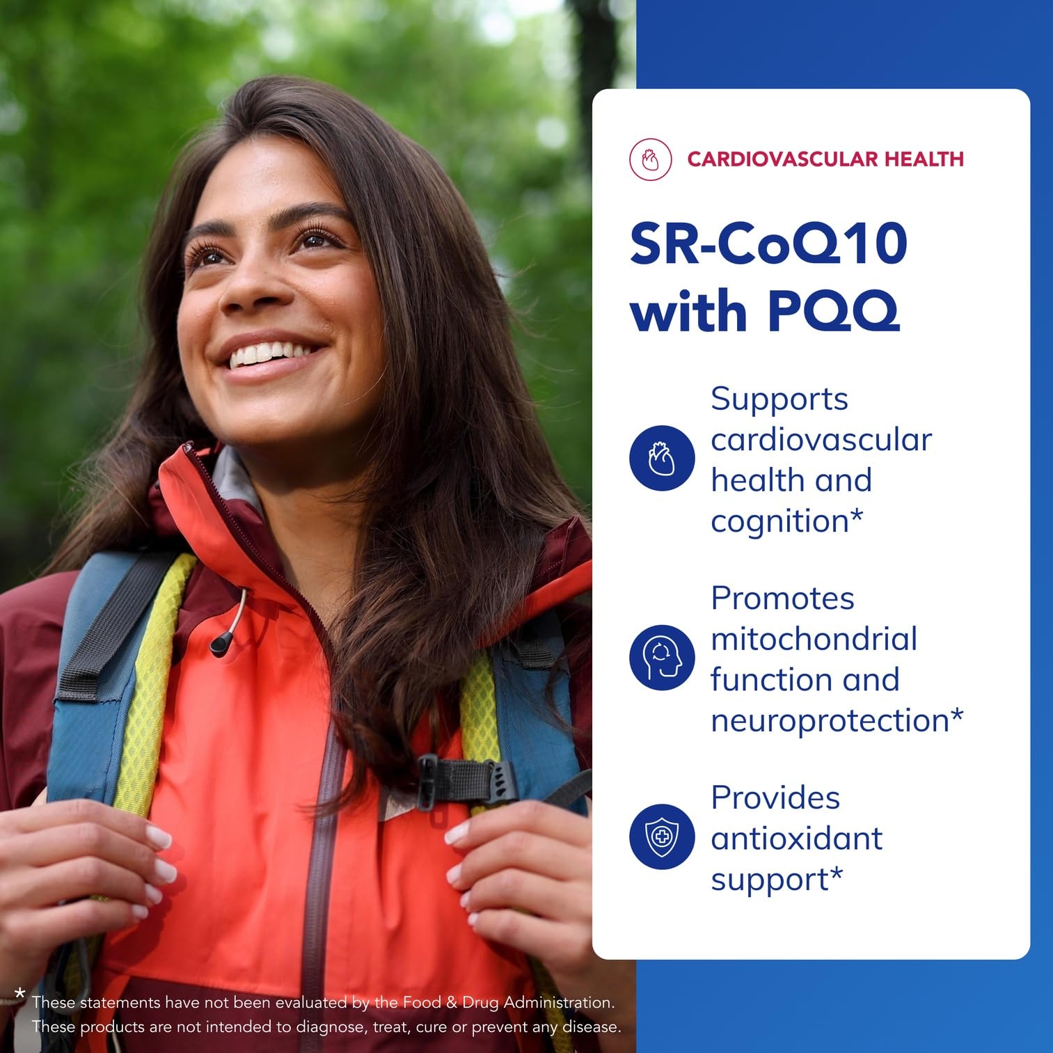 Pure Encapsulations SR-CoQ10 with PQQ capsules emphasize gluten-free, vegetarian options.