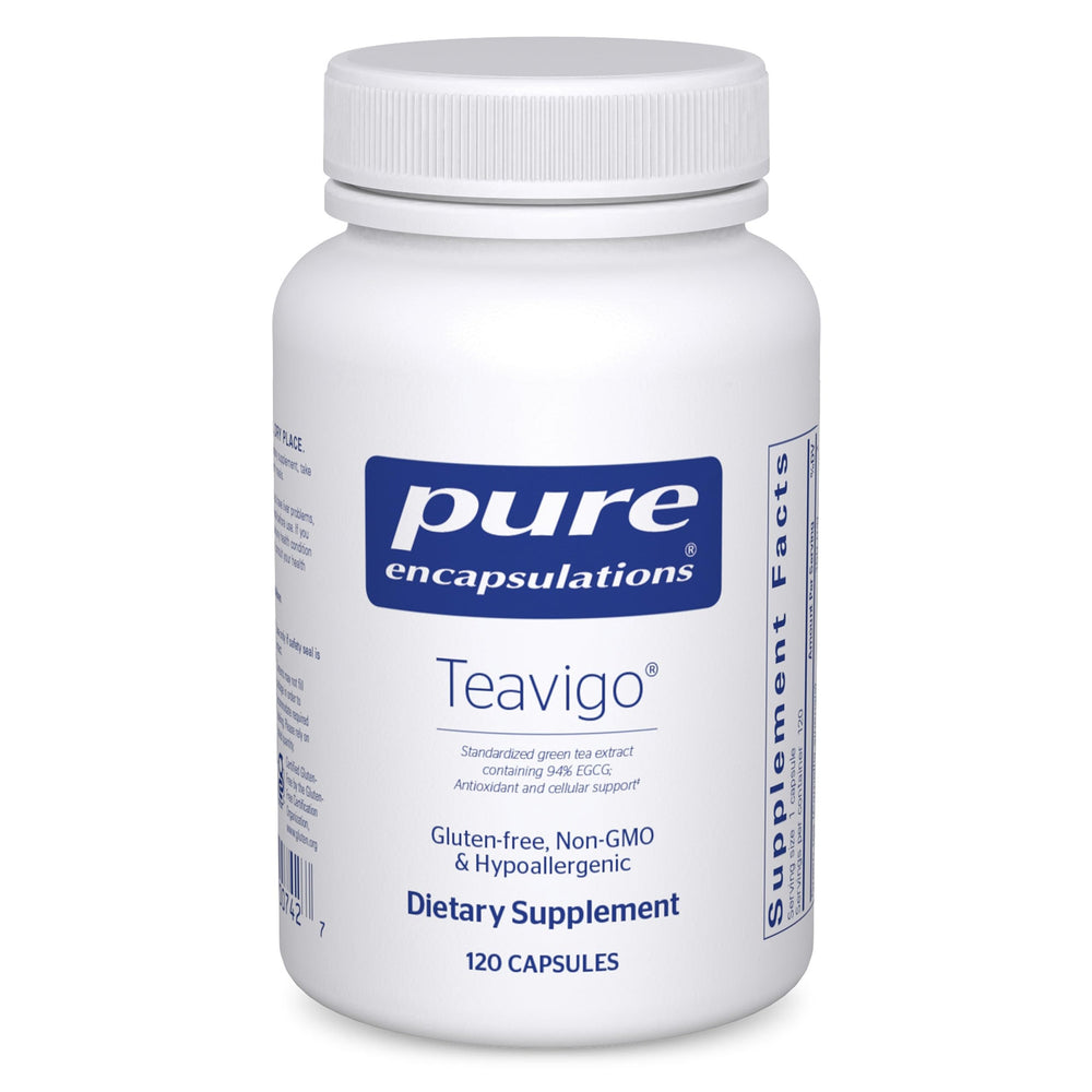 Pure Encapsulations Teavigo bottle showing 120 capsules for antioxidant support