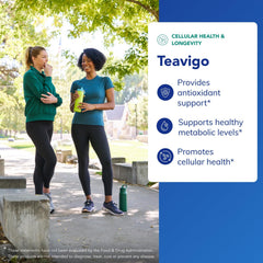 Teavigo label detailing 94% EGCG and caffeine-free formula for purity