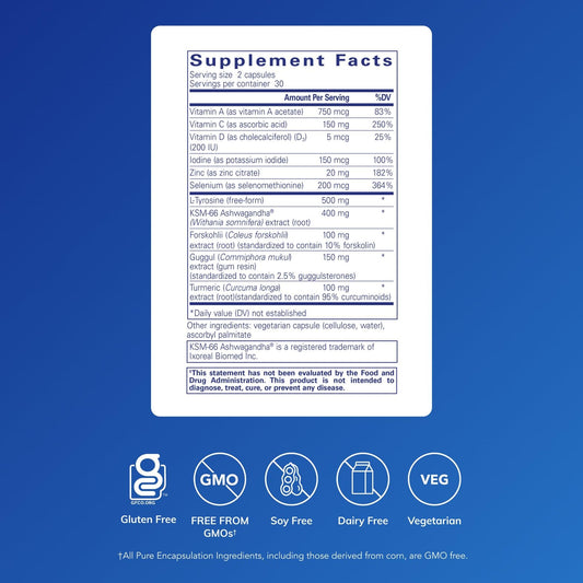 Pure Encapsulations Thyroid Support Complex bottle side view for daily thyroid wellness