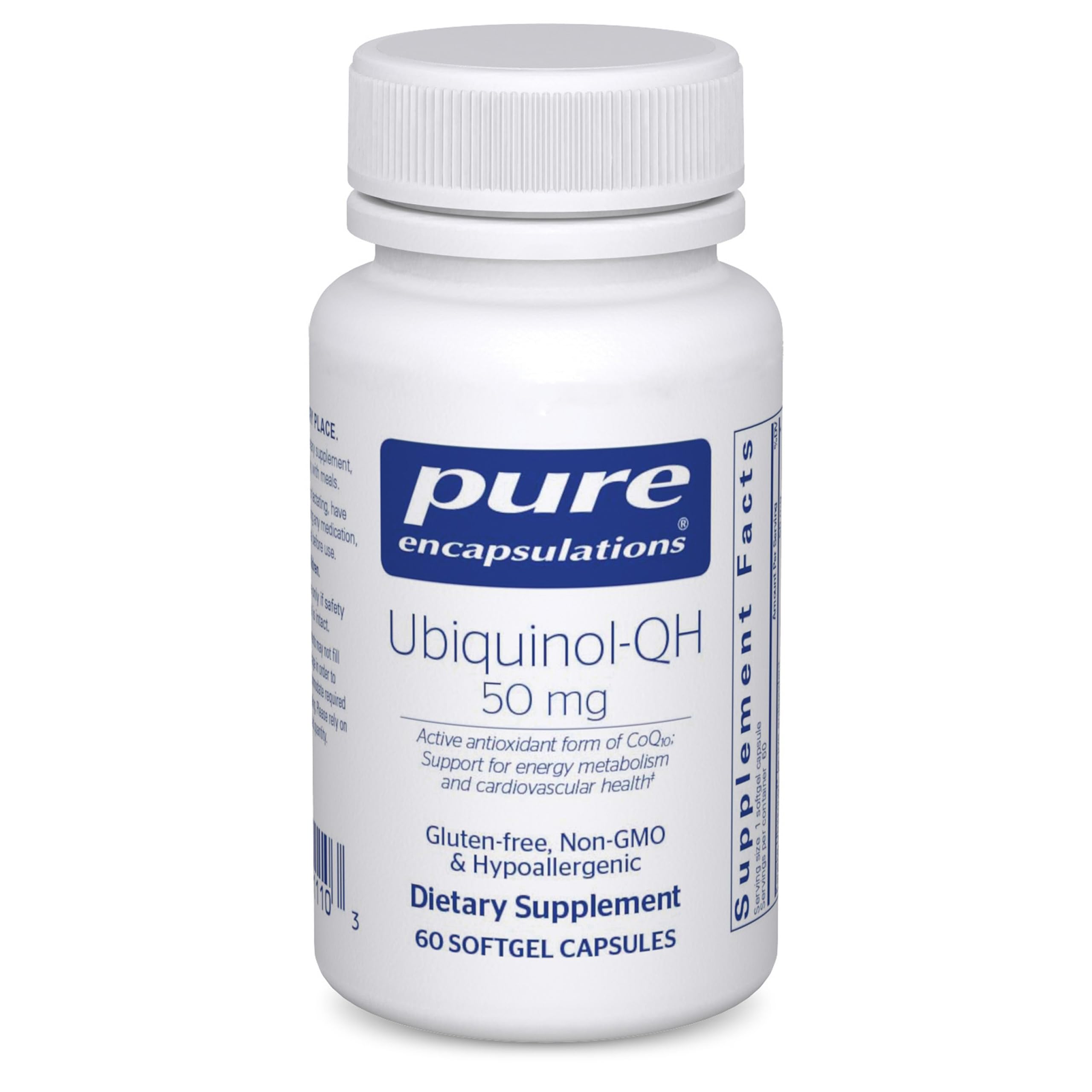 Pure Encapsulations Ubiquinol-QH 50 mg bottle for energy support