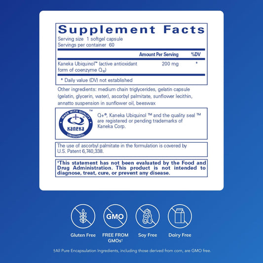Ubiquinol-qh capsules closeup highlighting the active CoQ10 form and energy support.