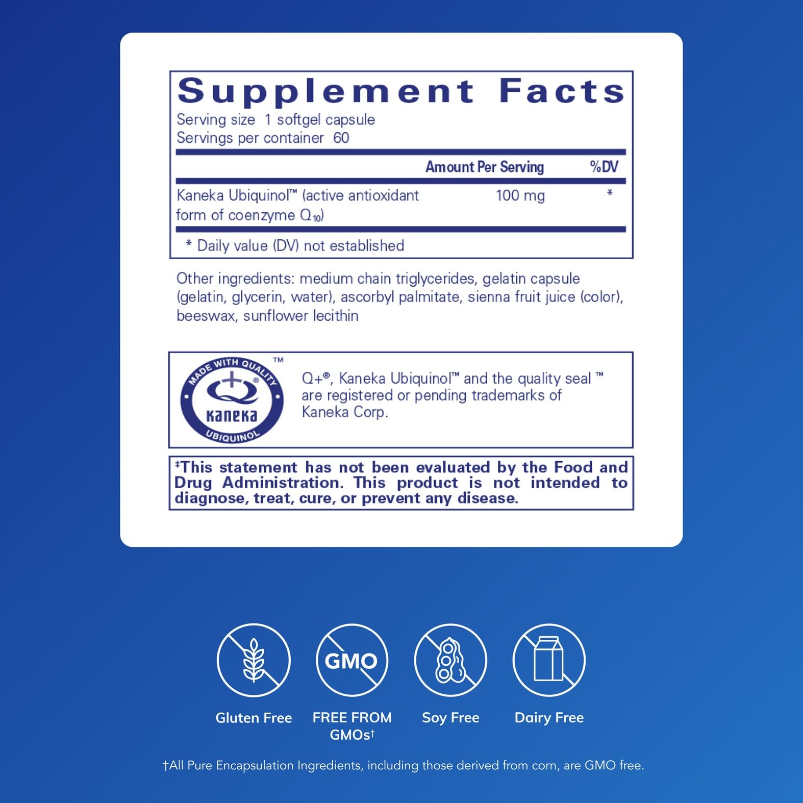 Pure Encapsulations Ubiquinol-QH capsules with glass of water, convenient daily use.