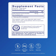 Pure Encapsulations Ubiquinol-QH capsules with glass of water, convenient daily use.