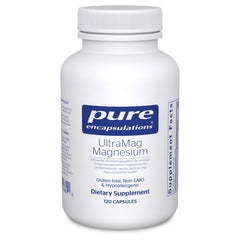 Pure Encapsulations UltraMag bottle highlighting microencapsulation for better absorption.