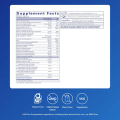 Pure Encapsulations UltraNutrient label highlights gluten-free formula and key ingredients.