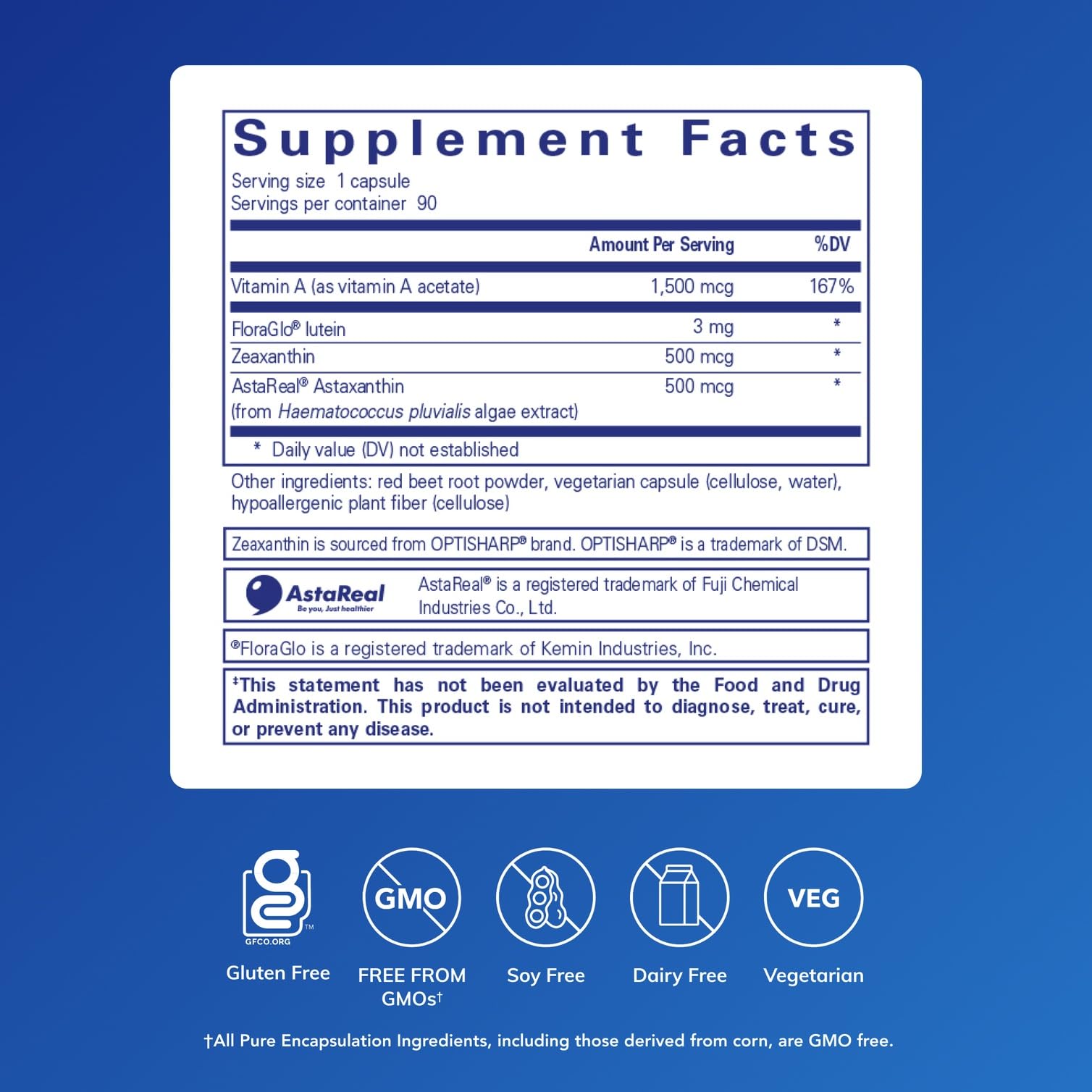 Pure Encapsulations Vitamin A + Carotenoids capsules close-up.