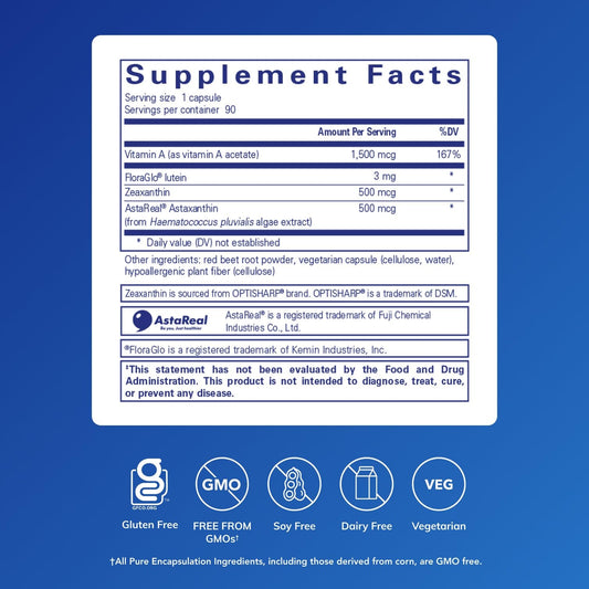 Pure Encapsulations Vitamin A + Carotenoids capsules close-up.