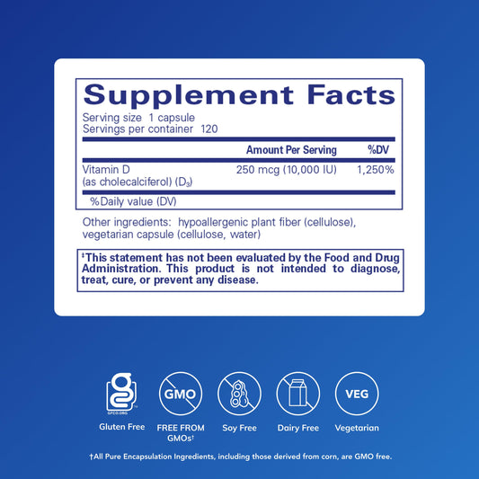Pure Encapsulations Vitamin D3 capsules ready for daily use and immune health support.