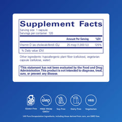 Pure Encapsulations Vitamin D3 capsules; supports immune health and daily wellness.