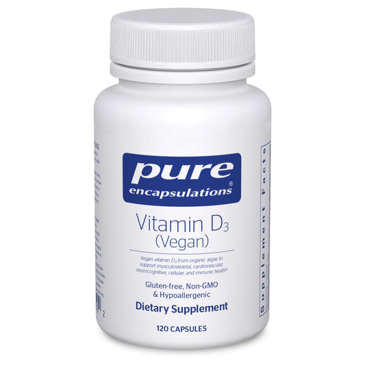 Pure Encapsulations Vitamin D3 Vegan bottle for daily wellness and easy dosing