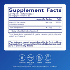 Pure Encapsulations Vitamin E softgels close-up for easy daily supplementation.