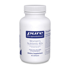 Pure Encapsulations Women's Nutrients 40+ bottle on white supports daily vitality.