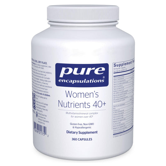 Pure Encapsulations Women's Nutrients 40+ bottle front for daily wellness.