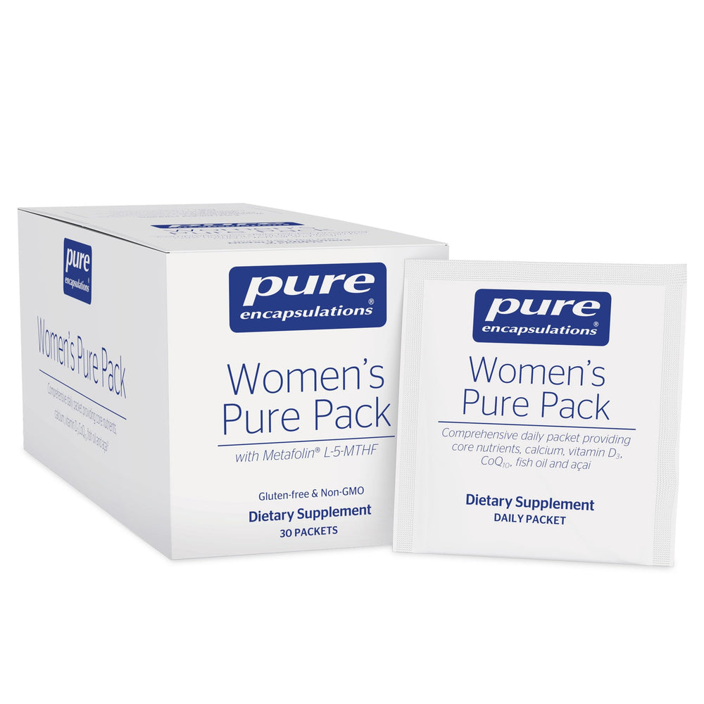 Pure Encapsulations Women's Pure Pack bottle front showing the daily supplement solution for bone and heart health.
