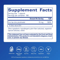 Pure Encapsulations Zinc 15 mg capsules ready for daily use.