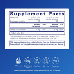Pure Encapsulations Zinc Liquid 15 mg taste-dispense highlights pleasant, fast absorption during routines.