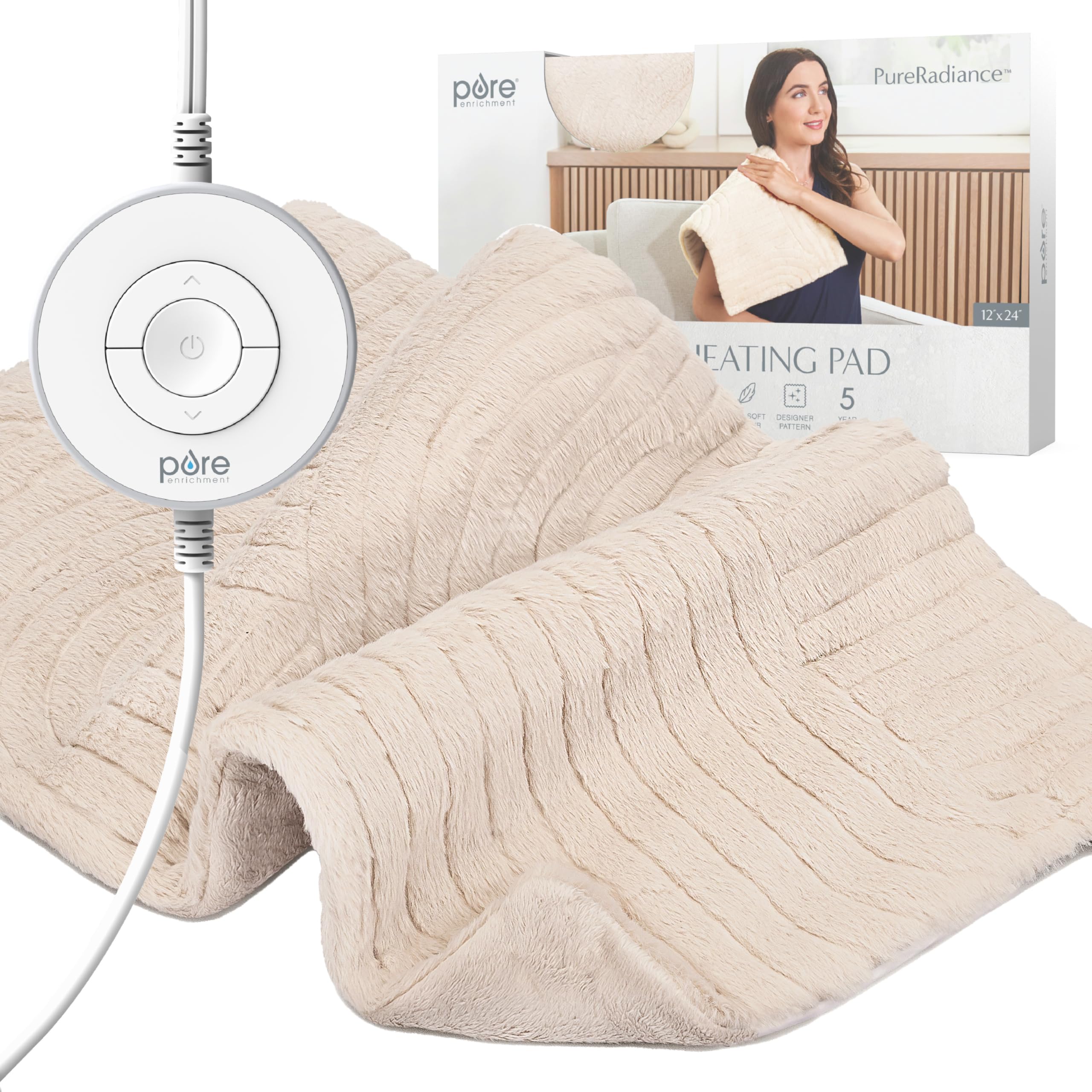 Pure Enrichment PureRadiance heating pad design showcases luxurious look and plush feel.