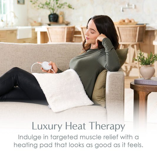 Pure Enrichment PureRadiance heating pad close-up shows micromink texture and soft touch.