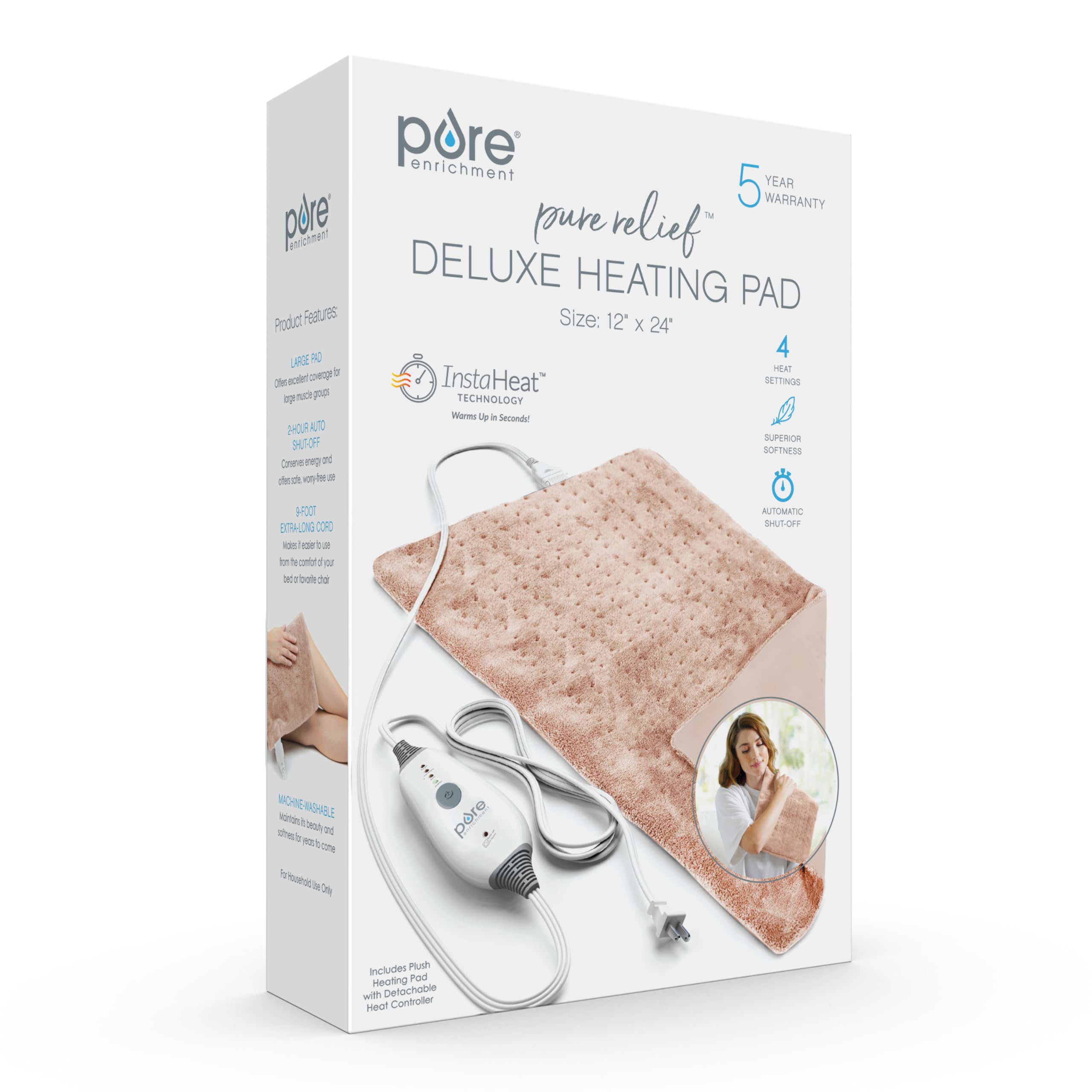 Pure Enrichment PureRelief Deluxe features a long 9 ft cord for placement.
