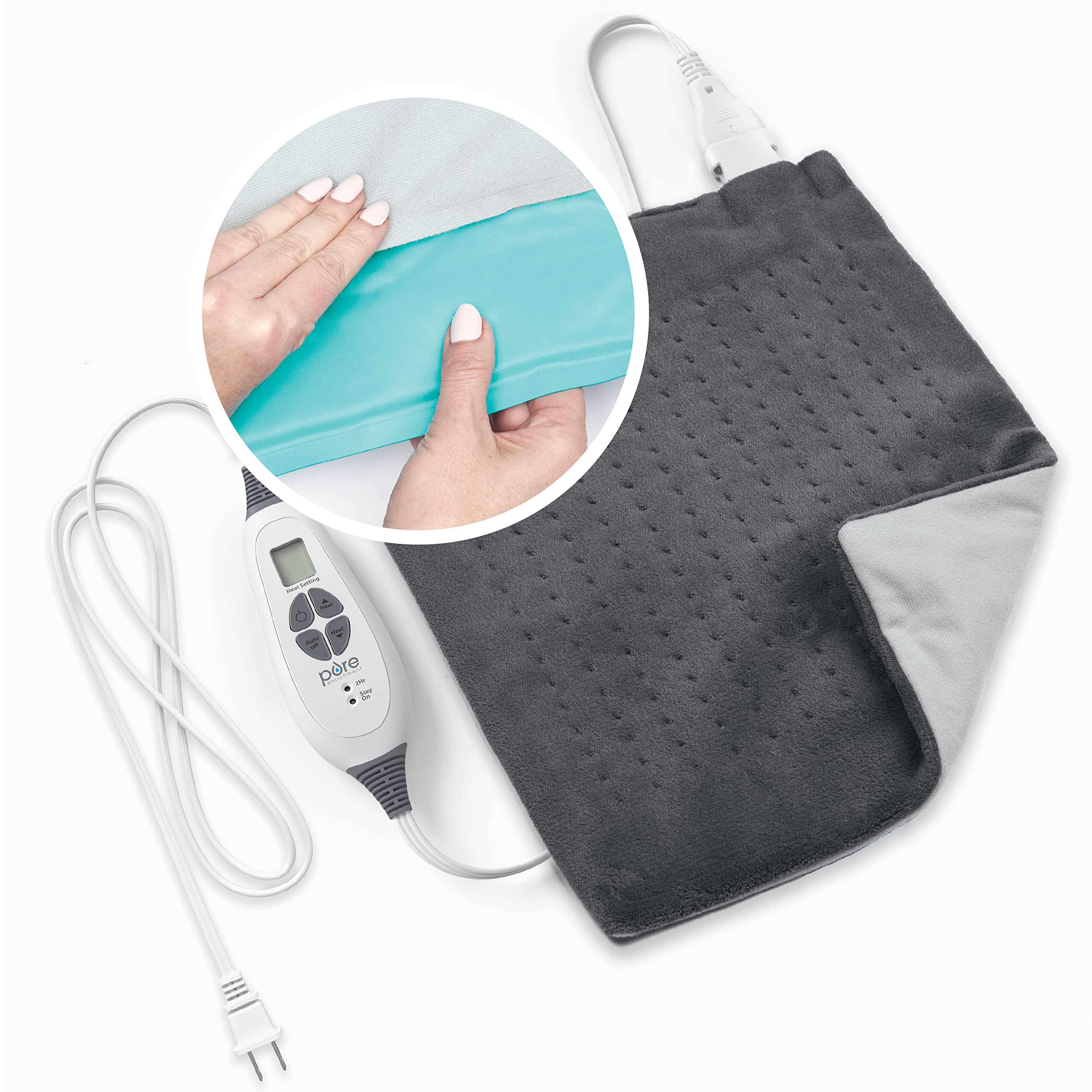Pure Enrichment PureRelief Duo LCD controller for precise heat levels.