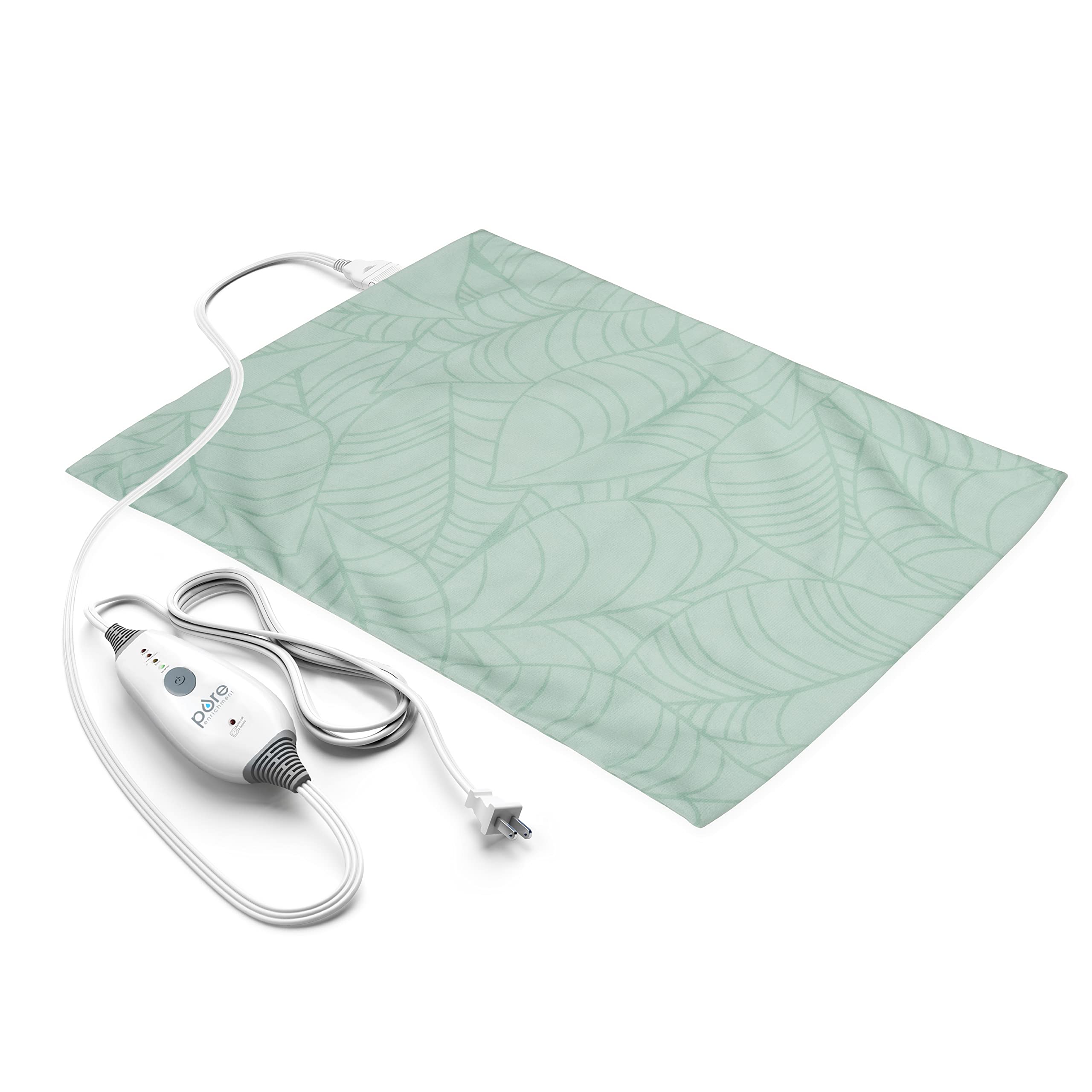 Pure Enrichment PureRelief Express heating pad on bed for targeted warmth.