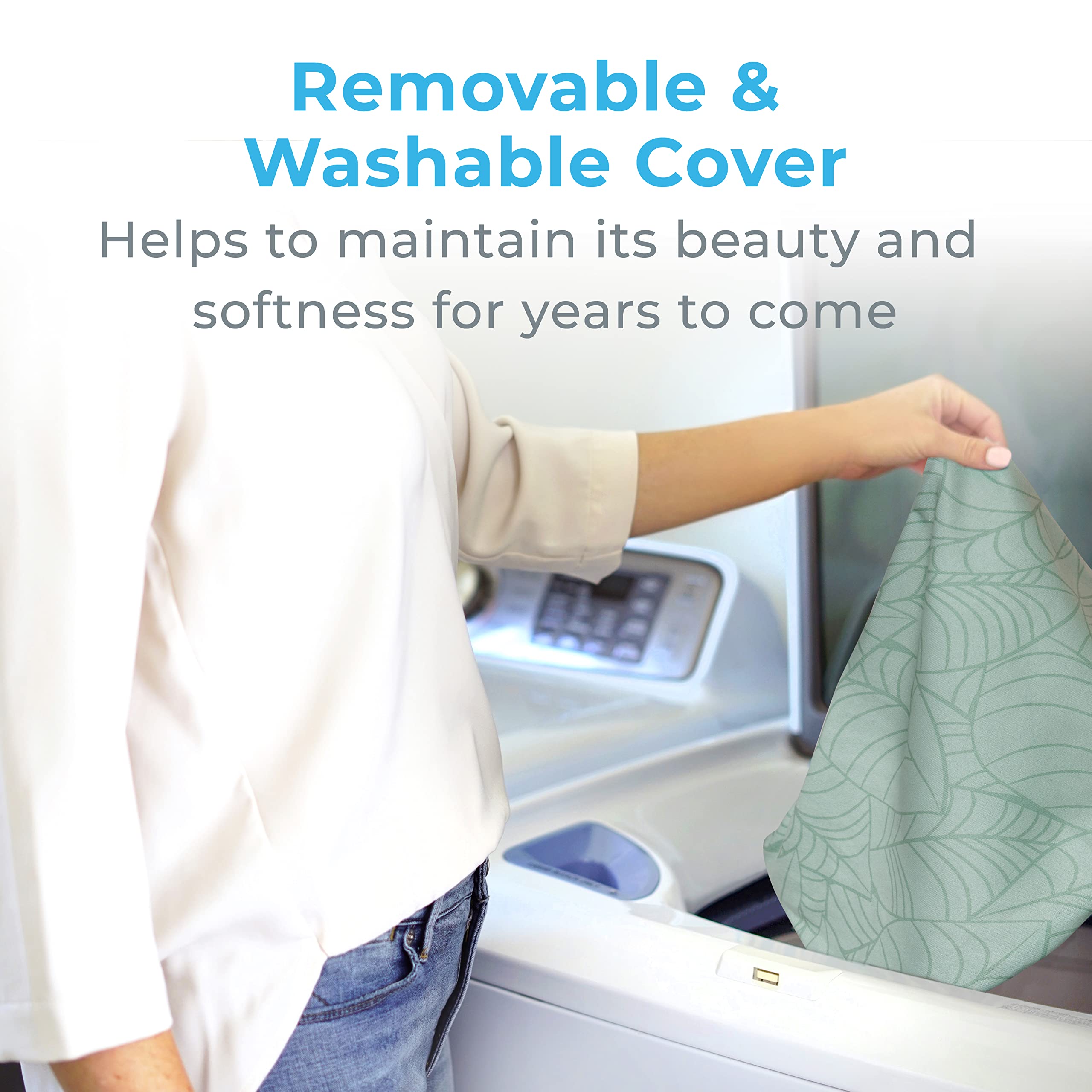 Laurel Leaves design on Pure Enrichment heating pad adds soothing aesthetic to room.