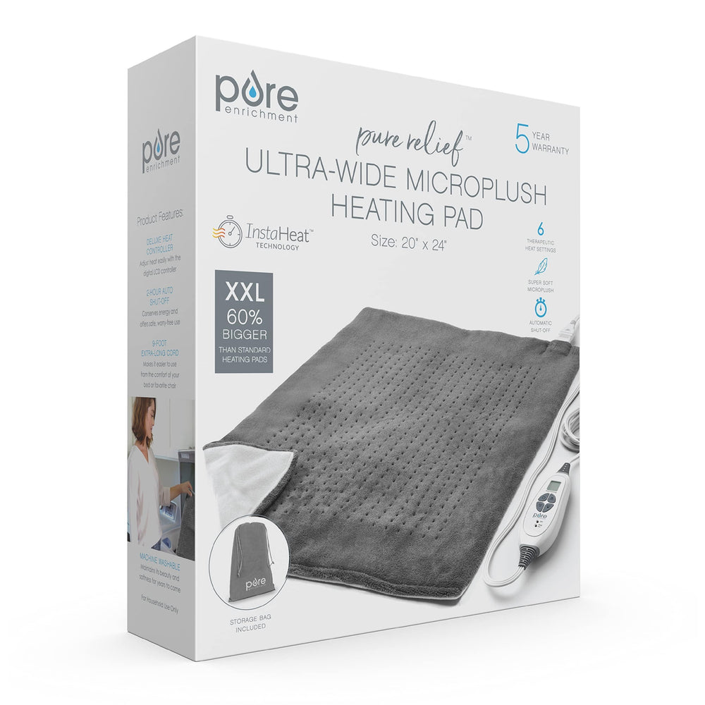 Pure Enrichment PureRelief gray design with storage bag for tidy storage.