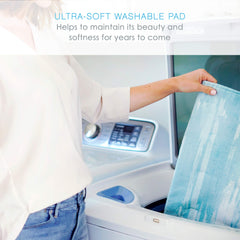 Pure Enrichment PureRelief Luxe Micromink Heating Pad (12”x24”) – 6 InstaHeat Settings, Ultra-Soft, Machine-Washable, Auto Shut-Off – Aqua Paint Designer Print