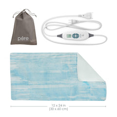 Pure Enrichment PureRelief Luxe Micromink Heating Pad (12”x24”) – 6 InstaHeat Settings, Ultra-Soft, Machine-Washable, Auto Shut-Off – Aqua Paint Designer Print