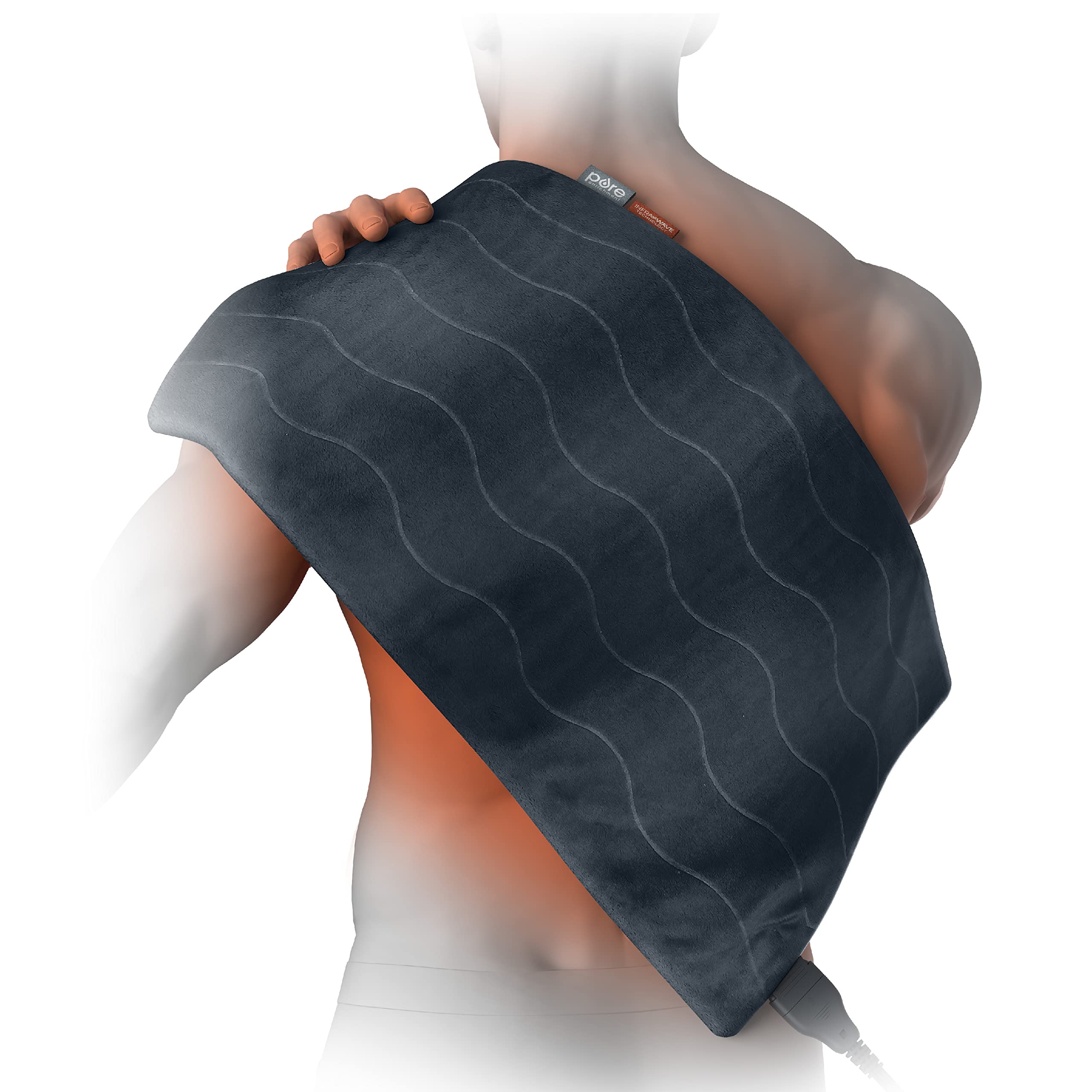 Pure Enrichment PureRelief Pro 12x24 pad on bed offering broad back coverage for comfort.
