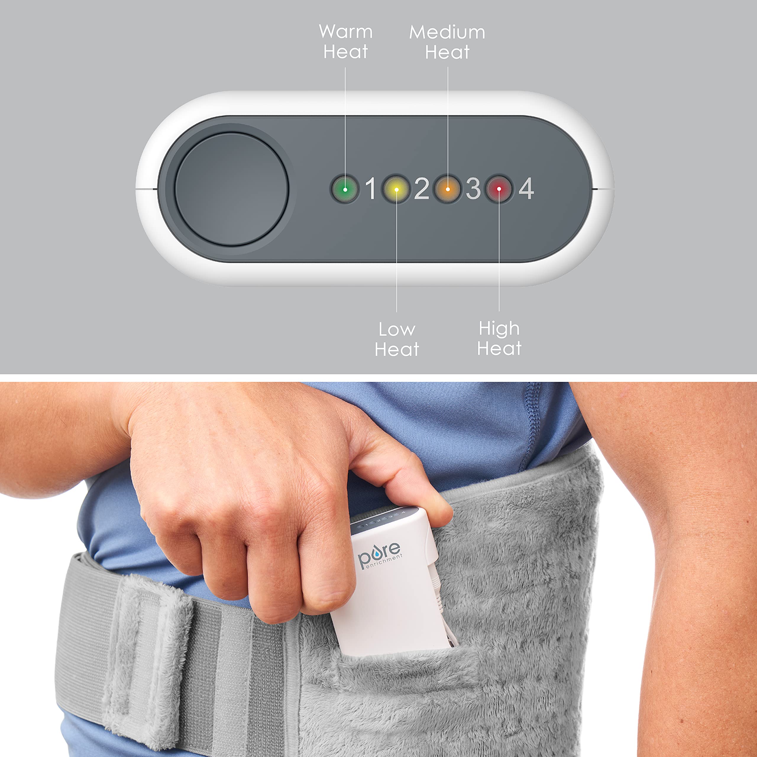 Pure Enrichment PureRelief rechargeable battery pack powers cordless warmth.