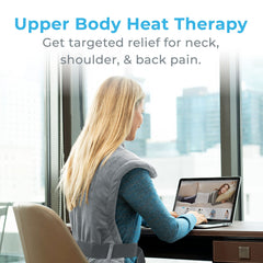 Pure Enrichment PureRelief XL full-length coverage heats the back and sides for steady warmth.