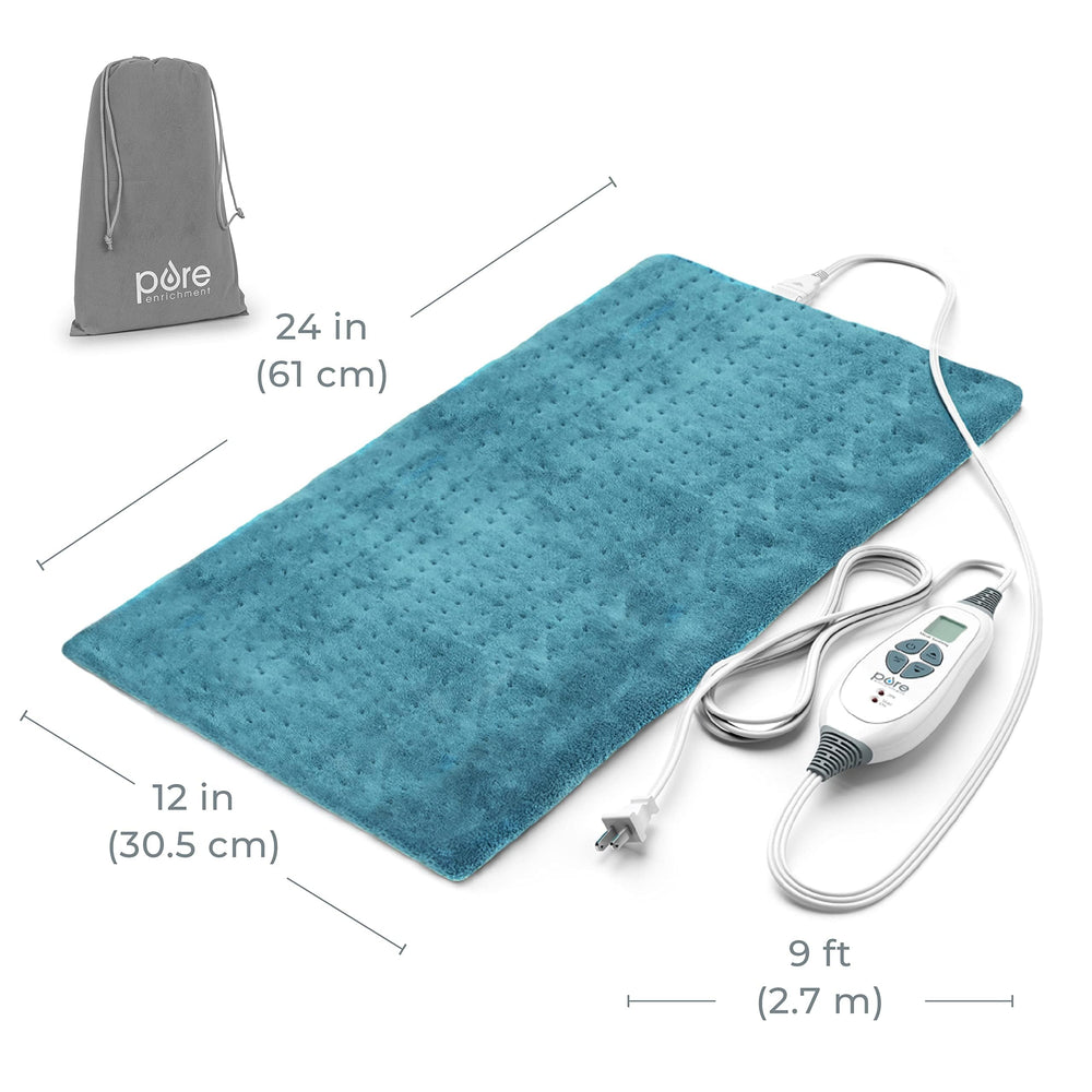 Pure Enrichment PureRelief XL heating pad with detachable controller for easy cleaning.