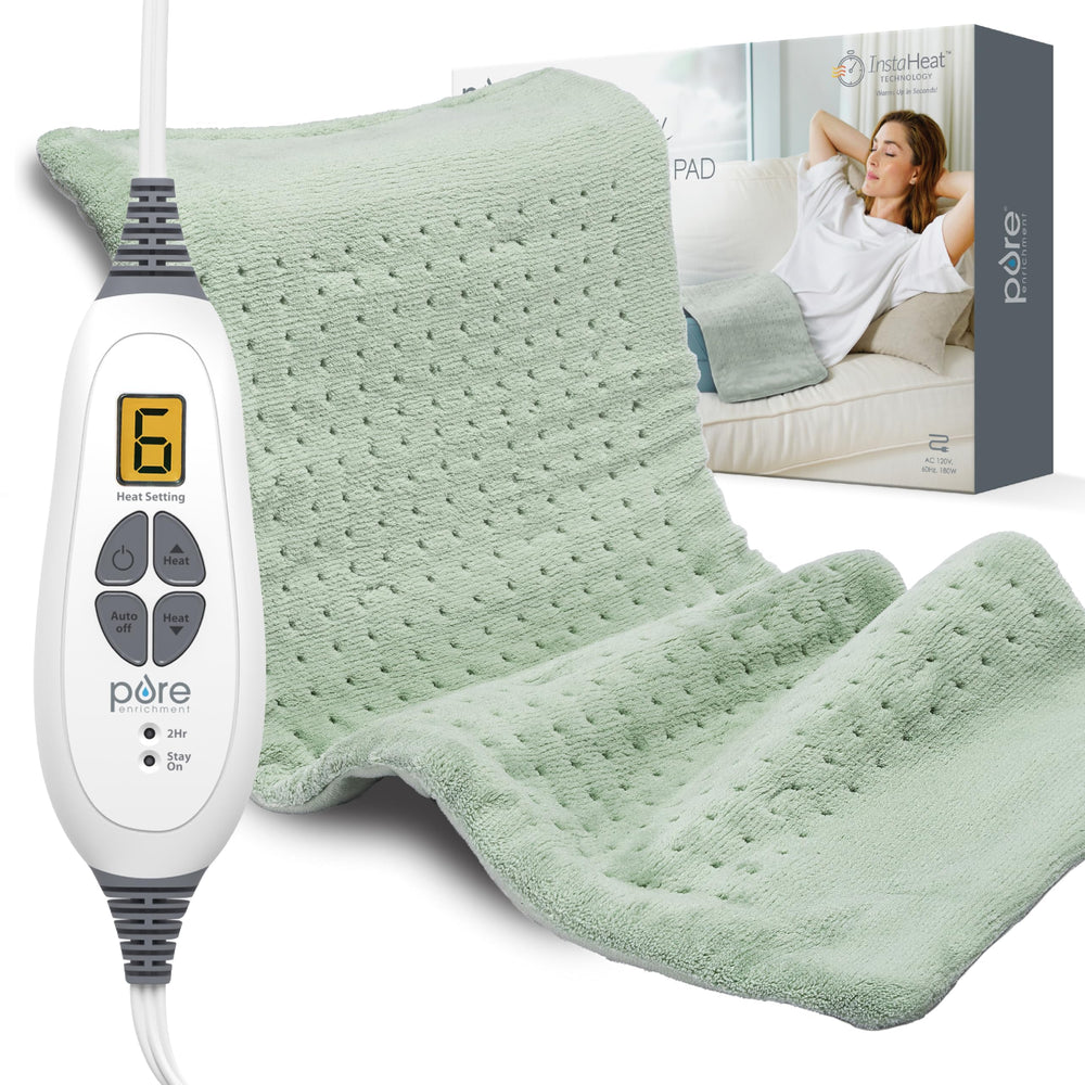 Pure Enrichment PureRelief XL heating pad with full-coverage warmth for back and legs.