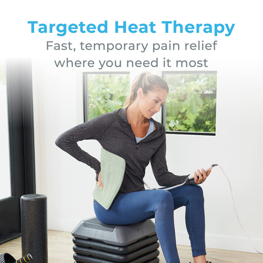 Pure Enrichment PureRelief XL heating pad with six heat settings for personalized comfort.