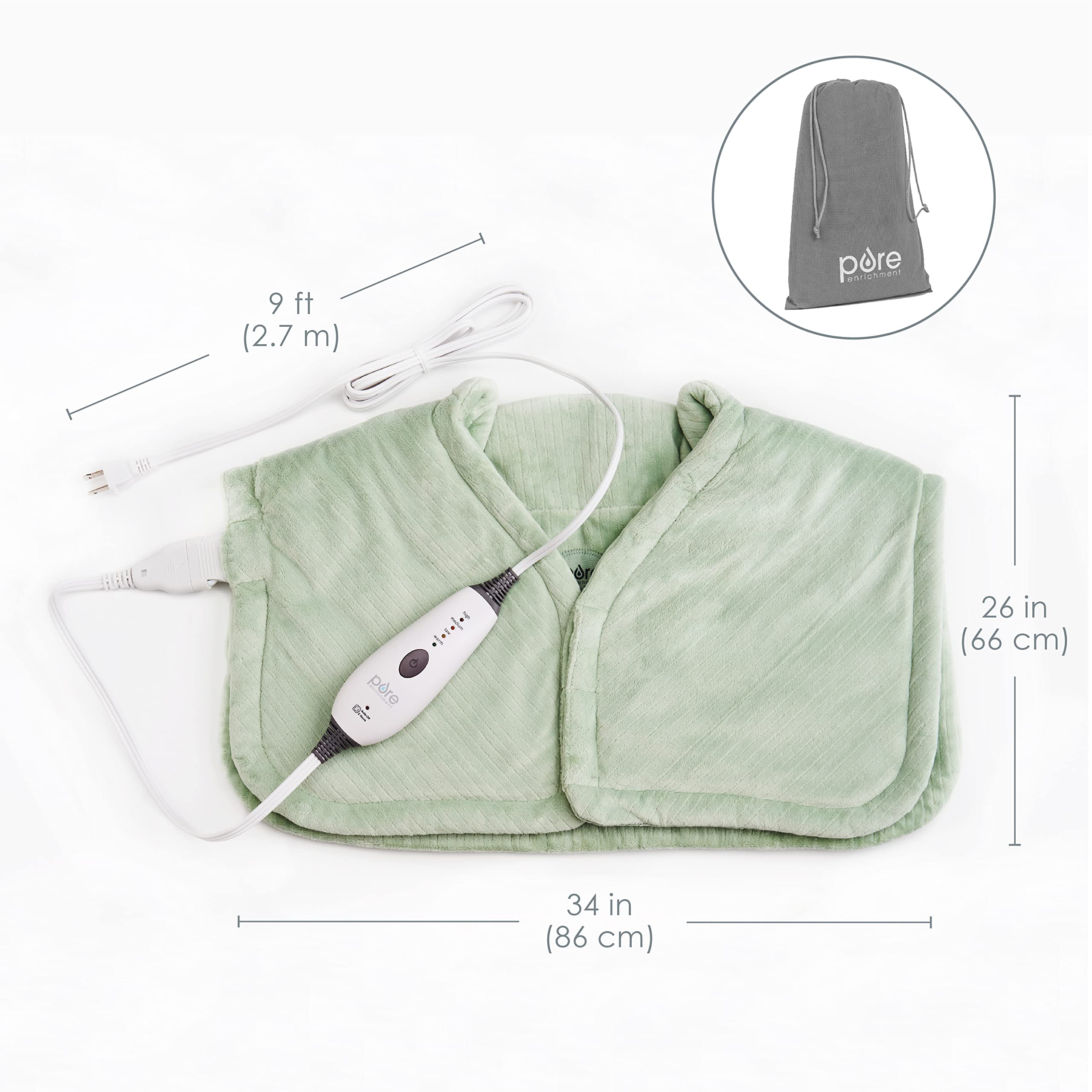 110 to 140 degrees Fahrenheit range supports customizable warmth.