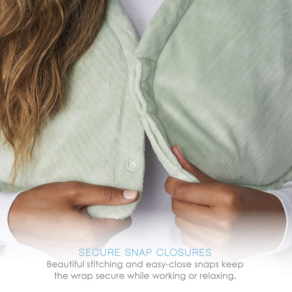 Contoured micromink fabric drapes smoothly over neck with premium softness.