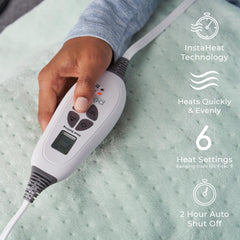 Six heat levels on Pure Enrichment WeightedWarmth pad provide customizable warmth.