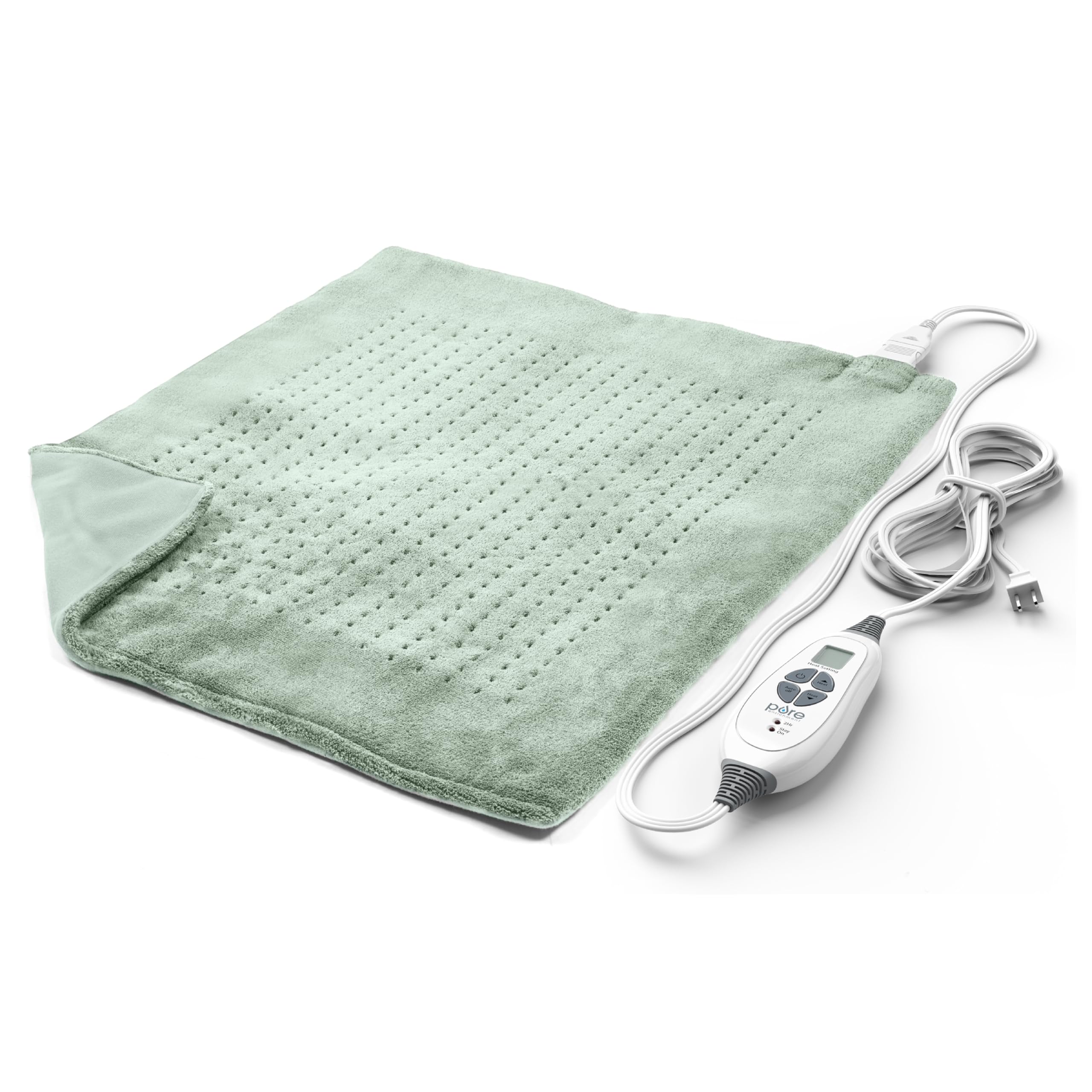 Pure Enrichment WeightedWarmth pad full-coverage design supports back and shoulders.