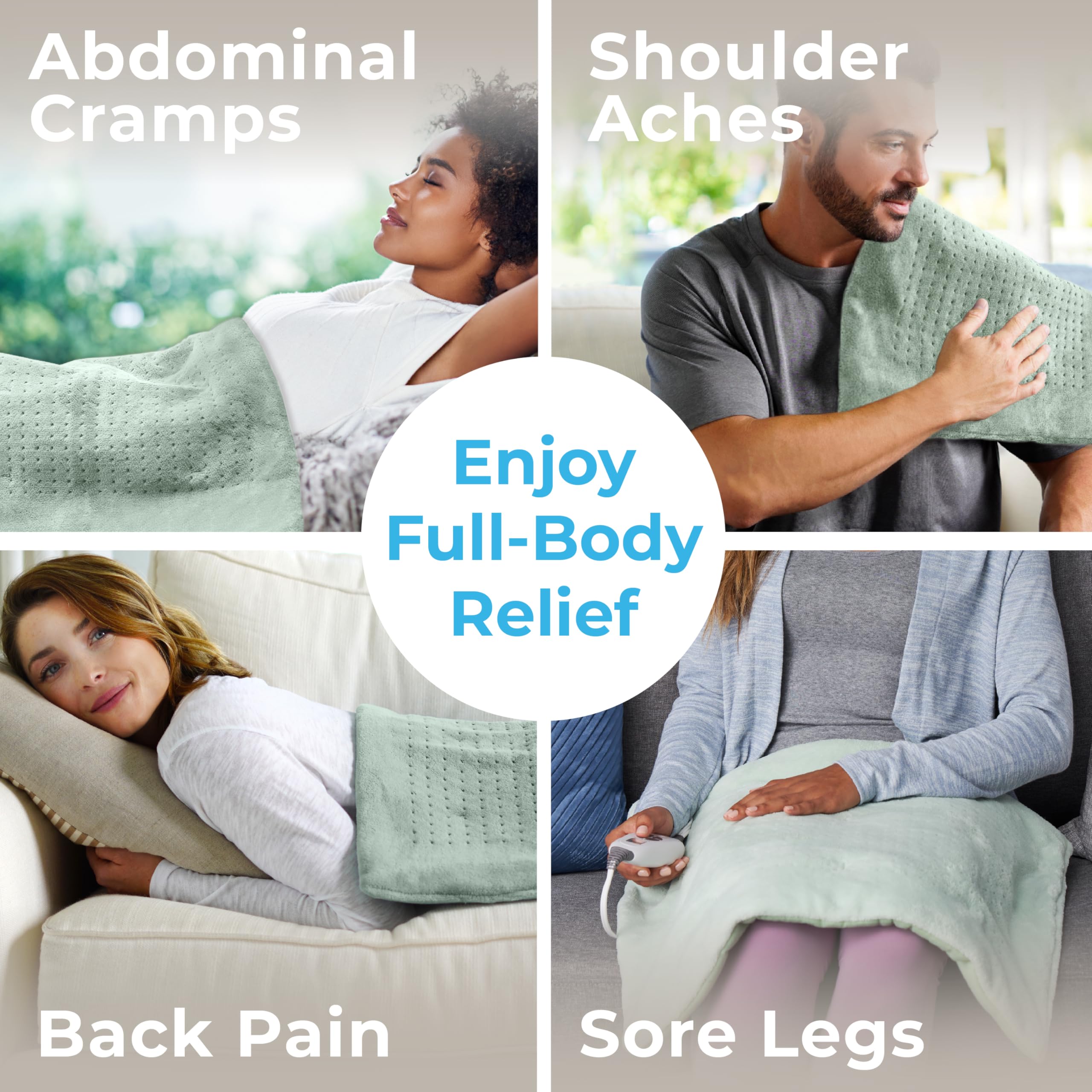 Ultra-soft microplush fabric surrounds Pure Enrichment WeightedWarmth pad.
