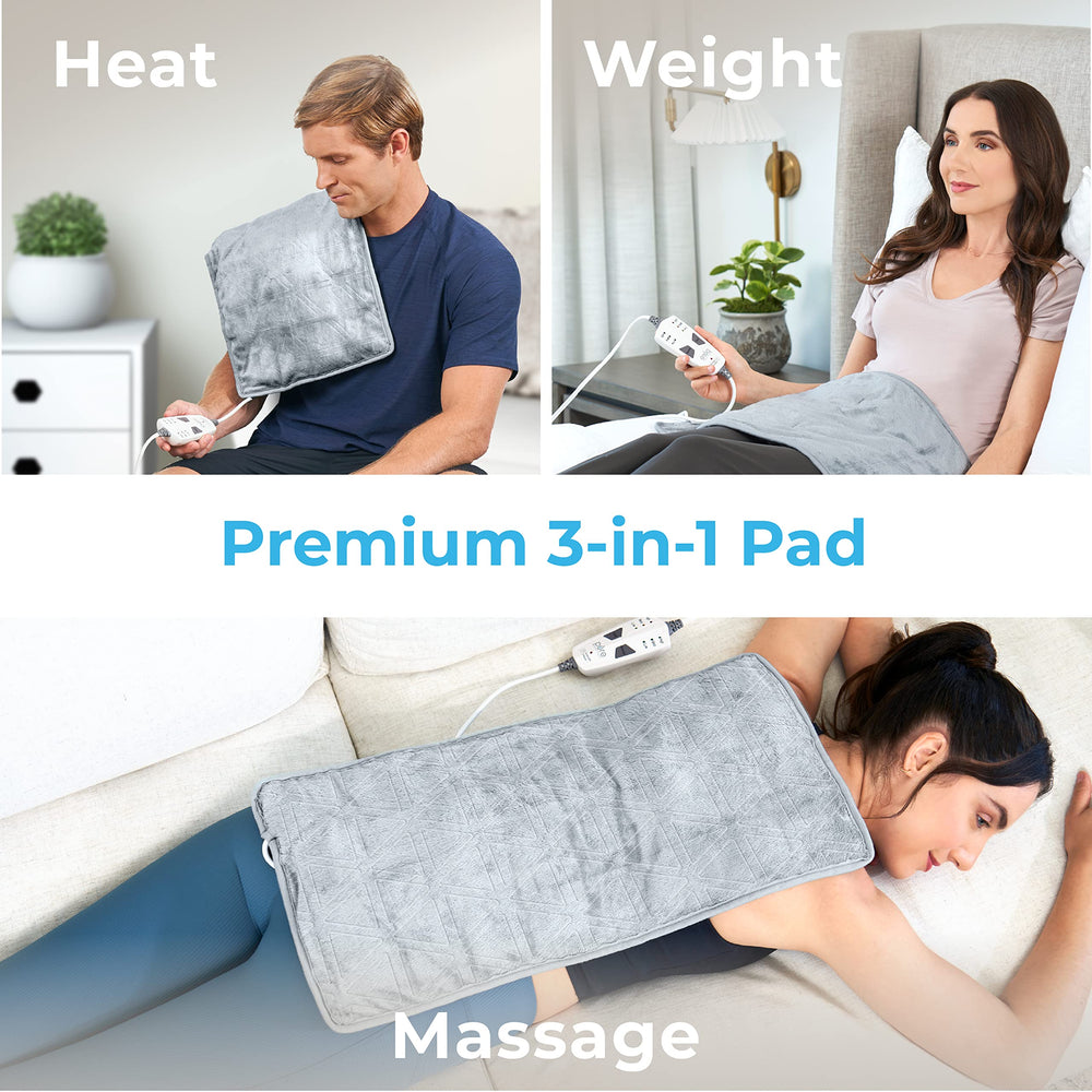 Pure Enrichment WeightedWarmth three-in-one design for warmth, weight, and massage
