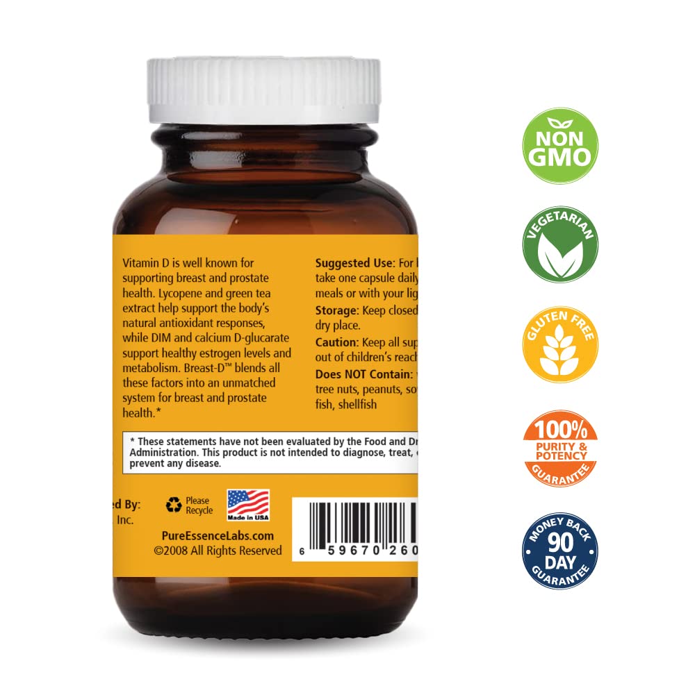 Pure Essence Breast D bottle back showing label and ingredients for menopause support.